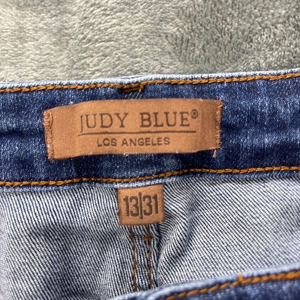 Judy Blue Womens Wide Crop Jeans Dark Wash Raw Hem Stretch Denim 13 31 - Picture 3 of 12